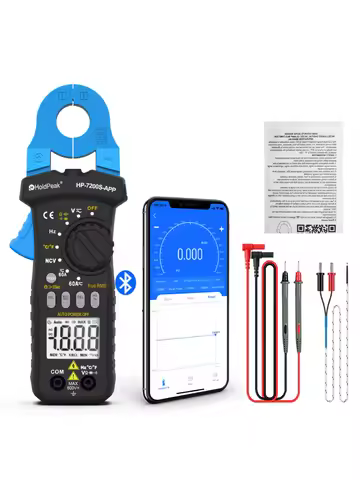 HoldPeak HP-7200S-APP Bluetooth Clamp Meter, True RMS AC/DC Small Current Tester, 6000 Counts with N