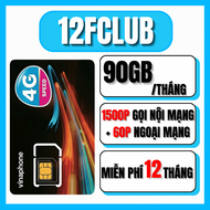 Sim 4G Vinaphone 12FCLUB Miễn Phí 1 Năm Không Nạp tiền Truy Cập 3GB Tốc Độ Cao Mỗi Ngày Nghe Gọi Thả