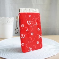 Lovely紅底船錨手機袋、筆袋、眼鏡袋、手機包、5.5吋手機可用 E