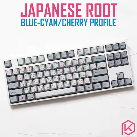 kprepublic 139 Japanese root Japan blue cyan font Hiragana Cherry profile Dye Sub Keycap PBT for gh6