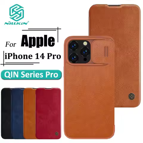 Nillkin Flip QIN Pro Leather Case For iPhone Air 17 15 14 Pro Galaxy A54 A73 S22 Camera Slider Prote