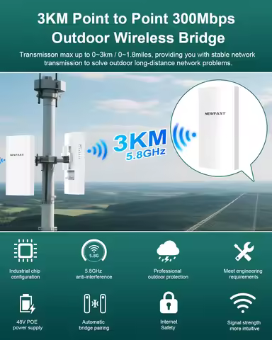 Comfast 3KM 5GHz 300Mbps Outdoor CPE Wireless 5G WiFi Repeater Extender Router AP Access Point Wi-Fi