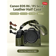 Litchi Grain PU Leather Camera Base Half Case for Canon EOS R6 Mark III / R6 Mark II / R5 Mark II