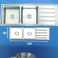 Kitchen Sink Kossai K12050B, bak cuci piring 2 lubang dalam stainless
