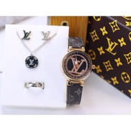 Cod - Women's FASHION Watch LV2058Y Leather Strap FREE Necklace, Earring, Ring+ORIGINAL BOX