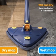 360° Rotatable Triangle Mop Hand Free Spin Mop Self Cleaning Mop Self Wringing Mop Retractable Lazy Mop Floor Mop Spinning Mop