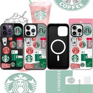 High Quality Casetify Starbucks Logo Sticker Wireless Magnetic Charging Mirror Casing For IPhone 15 Pro Max 14PLUS 11 12 13 12Pro Case Cover Soft Border Back PC Hard Bumper