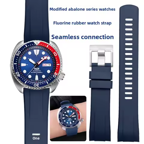 FKM Watch band For Seiko PROSPEX PADI Abalone SRPE99K1 Coke ring SRPA21J1 SRP777 SRP773 SRPC25 Fluor