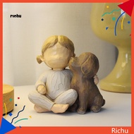 [Richu] Children Puppy Ornament Adorable Girl Dog Resin Figurine Perfect Home Office Decoration for Dog Lovers in Southeast Asia Great Christmas Gift Idea
