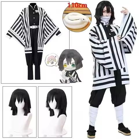 Iguro Obanai Cosplay Anime Kimetsu Iguro Obanai Haori Kimono Cosplay Costume White Snake Props