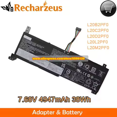 Genuine L20B2PF0 L20C2PF0 Battery L20D2PF0 L20L2PF0 L20M2PF0 7.68V 38Wh for Lenovo V14/V15/V17 G2-IT