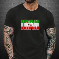 T-shirt bendera Iran gaya lama. T-shirt Islam Iran. Reka bentuk grafik bendera Iran. T-shirt kapas u
