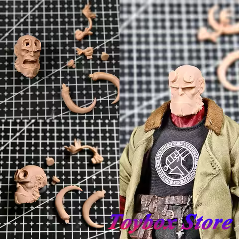 Hellboy Model New 1/12 Scale Collectible Man Unpainted Head Sculpt Detachable Accessory For 6" ML SH