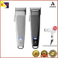 ANDIS reVITE Adjustable Detachable Blade Cordless Clipper – Black &amp; White with free andis hairdryer