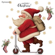 Flym New Christmas Decoration Window Stickers Santa Gifts Merry Christmas Mirror Sticker Xmas Tree Window Glass Sticker New Year 2023 EN