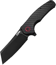 CJRB Crag Folding Pocket Knife, 3.43" AR-RPM9 Steel Blade Carbon Fiber Handle EDC Knife with Pocket 