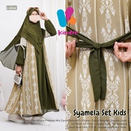 NAYANA Maxi Dress Gamis Syari Set Jilbab Hijab Cey Milova Printing Motif mix Ceruti Babydoll Anak Pe