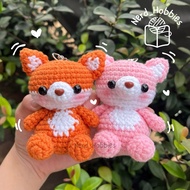 GANTUNGAN FOX Amigrumi Crochet Keychain Doll Couple Knitted FOX Doll Keychain/