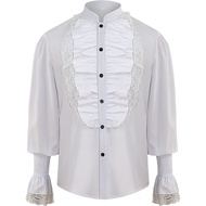 Mens Ruffled Lace Shirt Medieval Renaissance Steampunk Costume Victorian Gothic Pirate LARP Cosplay
