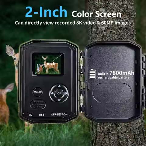 8K Hunting Trail Camera with 7800mAh Battery 60MP APP Control Night Vision Photo Trap Cellular Mobil