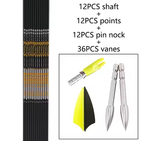 12pcs DIY Archery ID 4.2mm Spine 350-900 Length 30.5inch Arrow Shaft Plastic Vanes 80 Grain Shaft po