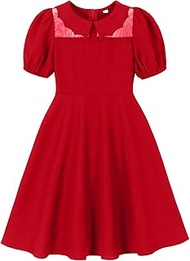 Kids Gothic Dress for Girls 1950s Vintage Dress Retro 50s Outfits Collar Birthday Casual A line Swin