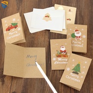 6 Set New Trendy Cartoon Merry Christmas Holiday Paper Greeting Card With Envelope Sticker High Quality Retro Invitation Gift Cards Xmas DIY Party Decor Supplies