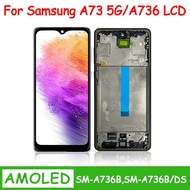 XD โอแอลสำหรับ Samsung A73 5กรัมหน้าจอดิจิตอลสัมผัสหน้าจอ LCD พร้อมประกอบสำหรับ Samsung กรอบ Samsung