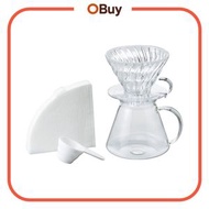 V60 02玻璃濾杯手沖咖啡壺組 (附40張濾紙) SIMPLY HARIO S-VGBK-02-T (1-4杯用)【平行進口產品】