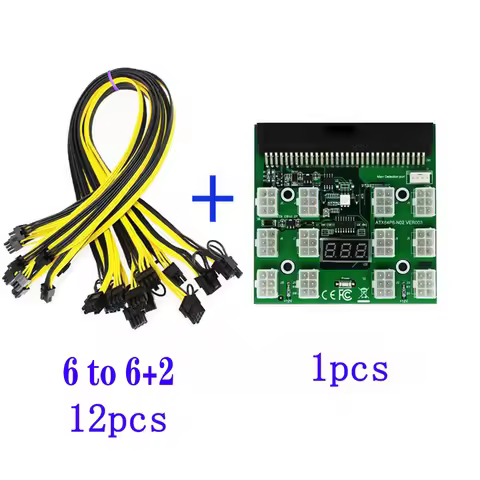 12V PCI-E 12 x 6 Pins Power Adapter Server Power Supply Breakout Board for HP 1200W 750W PSU Server 