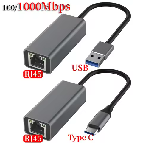 Type C USB Ethernet Adapter 1000/100Mbps USB to RJ45 Lan for Xiaomi Mi Box Nintendo Switch Network C