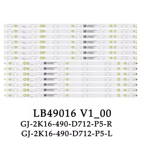 LED backlight strip 6+6leds GJ-2K16-490-D712-P5-L+R 01N21 01N22 For 49" 49PUS6401 49PUS6561/12 49PUS