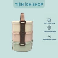 [HPL771] Lock&Lock 3-layer plastic lunch box set, with neat and convenient handle (size M)