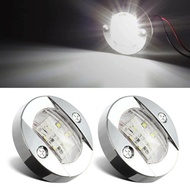 【TRSBX HOT】2X Round 3" Marine Boat Stern Transom Lights White 6 LED Courtesy Cockpit Light