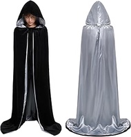 Valcatch Unisex Kids Adults Velvet Cloak with Hood Full Length Cape for Witch Vampire Halloween Cosp