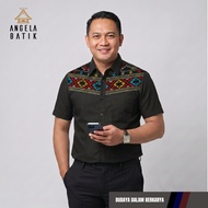 Angela Batik Batak | Kemeja Pria Lengan Panjang Motif Ulos Sadum SD24 | Batik Pria Motif Ulos Sadum