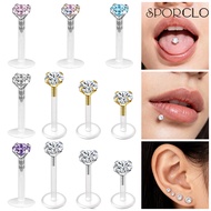 SPORCLO 1 Pc 16G/18G Ear Piercing 3mm Crystal Earring Plug In Style Earring Blue Lip Piercing Pink T