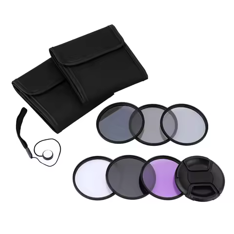 Andoer 55mm Photography Filter Kit Set for Nikon Canon Sony Pentax DSLRs UV+CPL+FLD+ND(ND2 ND4 ND8)