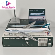 YY Wings 1: 400 Cathay Pacific Airlines B747-400 B-HUJ Alloy Airplane Model with Card