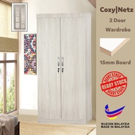 [With2Locks][180cm x80cm] CozyNetz 2 Door Wardrobe With Locks And Partitions | Almari Baju 2 Pintu 2