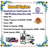 Russell Taylor’s FP6 9-in-1 Food Processor 1.5L 750W | Blender,Kneader,Slicer,Grinder