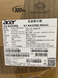 Acer 21.5吋 KA220Q H 100hz螢幕