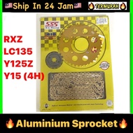 SSS Alloy 415 Sprocket + Chain (ALUMINIUM) RXZ LC135 125Z 125ZR Y110 SRL110 SPOCKET SET y15 GOLD CHA