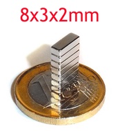 5ชิ้น แม่เหล็ก นีโอไดเมียม 8x3x2มิล Magnet Neodymiu 8x3x2mm แม่เหล็กแรงสูง สี่เหลี่ยม ขนาด 8*3*2mm แ
