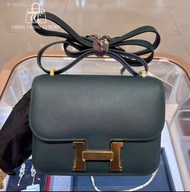 🌈Hermes💚Mini Constance 19💚松柏綠金扣💚99新🌈Swift皮🌟miniconstance🌟constance19🌟constancemini🌟constance🌟愛馬仕🌟