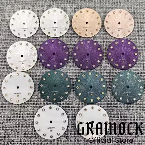 GRAMOCK 24.5mm De Ville Watch Dial With Diamond Index Star Decoration Fit For NH05 NH06 Lady's Watch