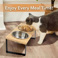 Mangkuk Kucing Ditinggikan 15 °   Mangkuk Makanan Kucing Ditinggikan Dicondongkan Dengan Kaki Kayu A