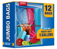 [ 12 COUNT ] Extra Large 5 GALLON Heavy Duty THICK 3 MILL Plastic Storage Bags Zipper Top, 18" x 24"