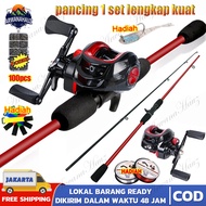 cod pancing bc 1 set lengkap murah/BC Set Joran Pancing 1.8m-2.4m 2 Bagian Pancing Yang Kuat Dan 7.2