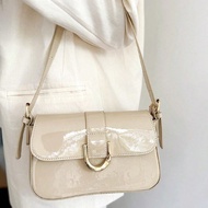 1pc Faux Leather Burgundy Baguette Bag, Y2K Baddie Bag, Minimalist Square Bag, Versatile Shoulder/Un